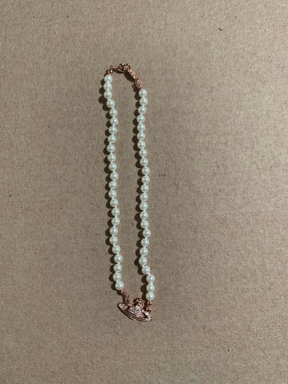 Vivienne Westwood Rose Gold Pearl Necklace Etsy Canada