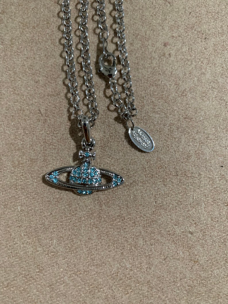 Vivienne Westwood Silver/blue Saturn Necklace - Etsy