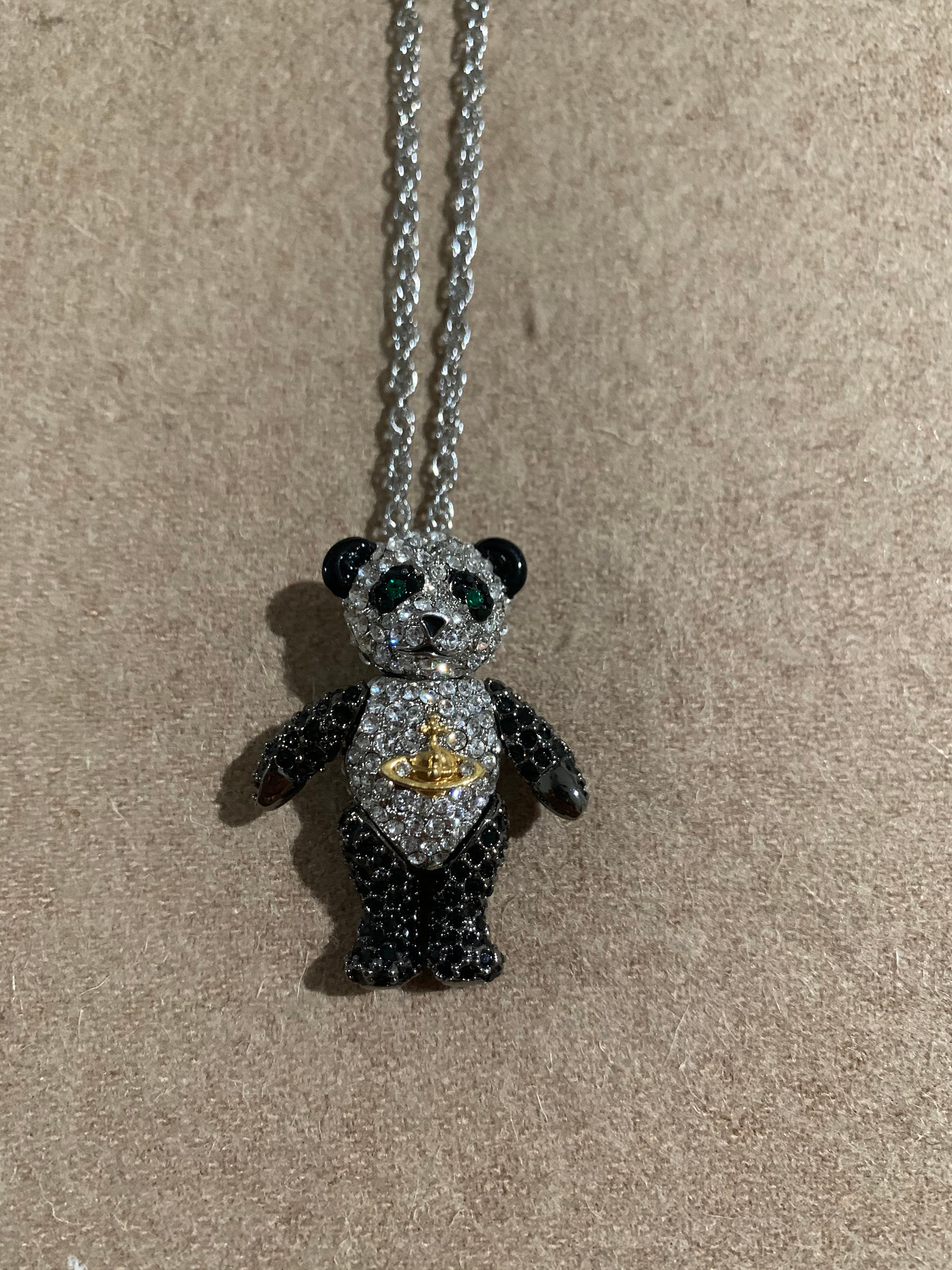 VIVIENNE WESTWOOD Necklace Panda Stone Silver Chain 80cm Near Mint Japan |  eBay