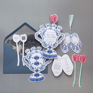 Delft Blue Inspired Dutch Style Wedding Invitation/ Delfts blauwe trouwkaart / Sample purchase only
