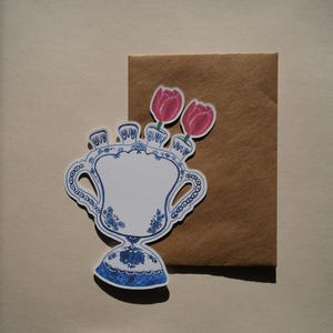 Cartão de felicitações Delft Blue Die-Cut, Tag de presente | Cartão de felicitações exclusivo, Tag de presente