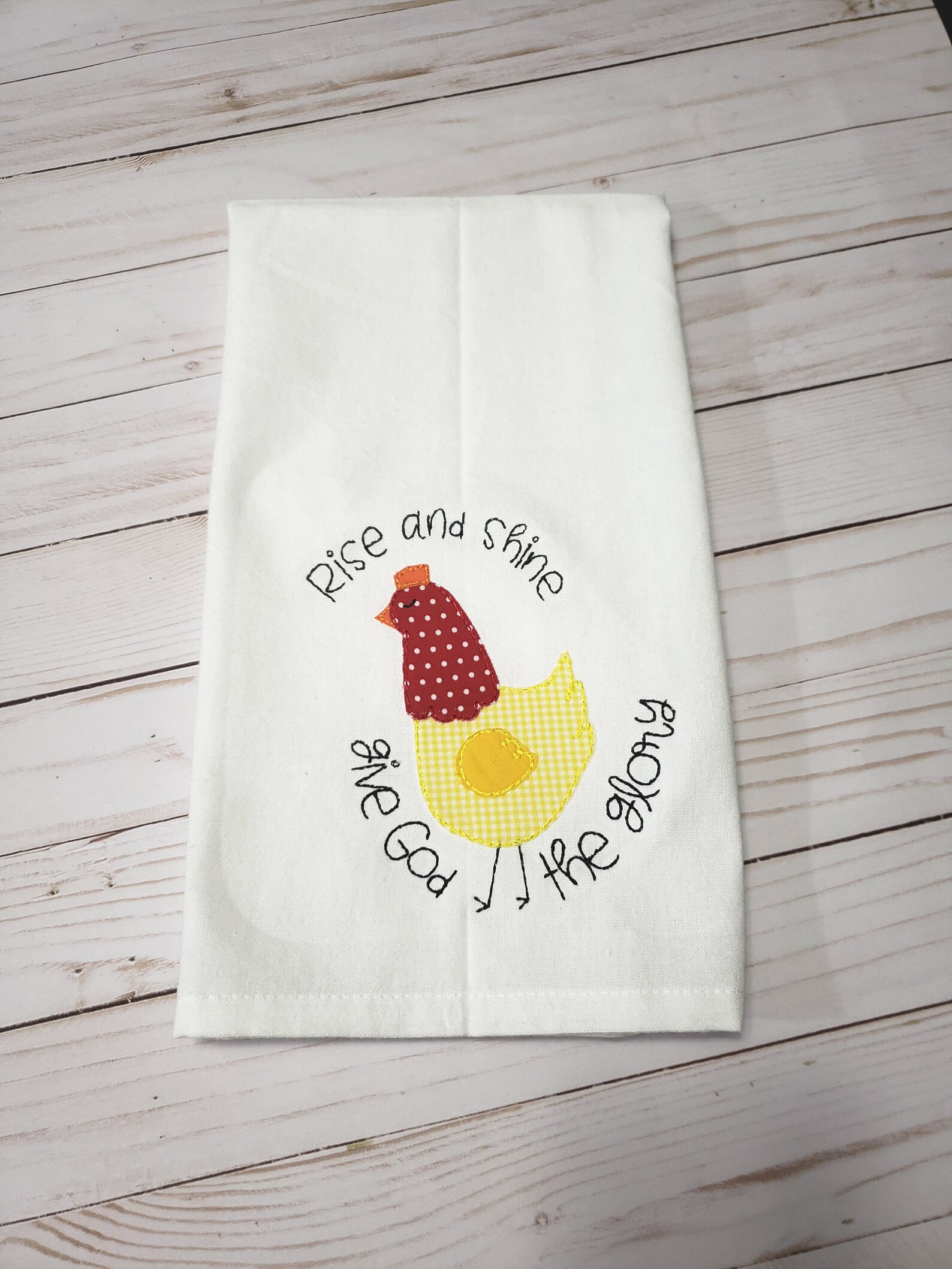 Applique Dish Towel / Chicken Applique Dish Towel / Rise and Etsy