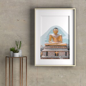 Afdrukbare muurkunst van Boeddha, abstracte minimalistische kunst om te downloaden