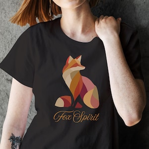 Fox Spirit T-Shirt, Geometric Fox Graphic Tee, Boho Woodland Animal Shirt