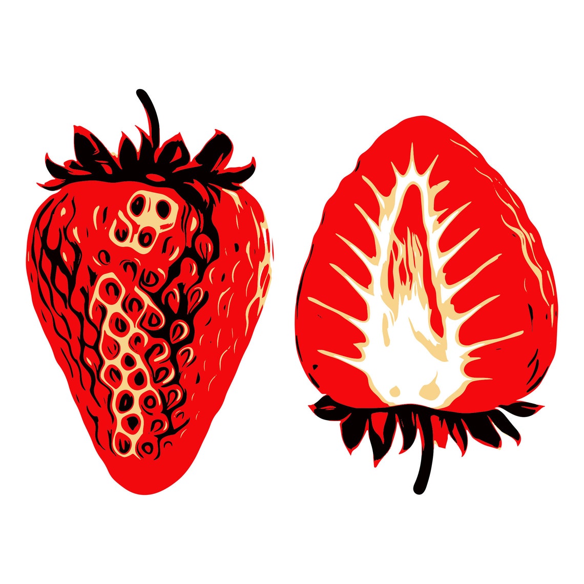 Strawberry SVG Vector Artwork, SVG Bundle of Six Strawberries Artwork