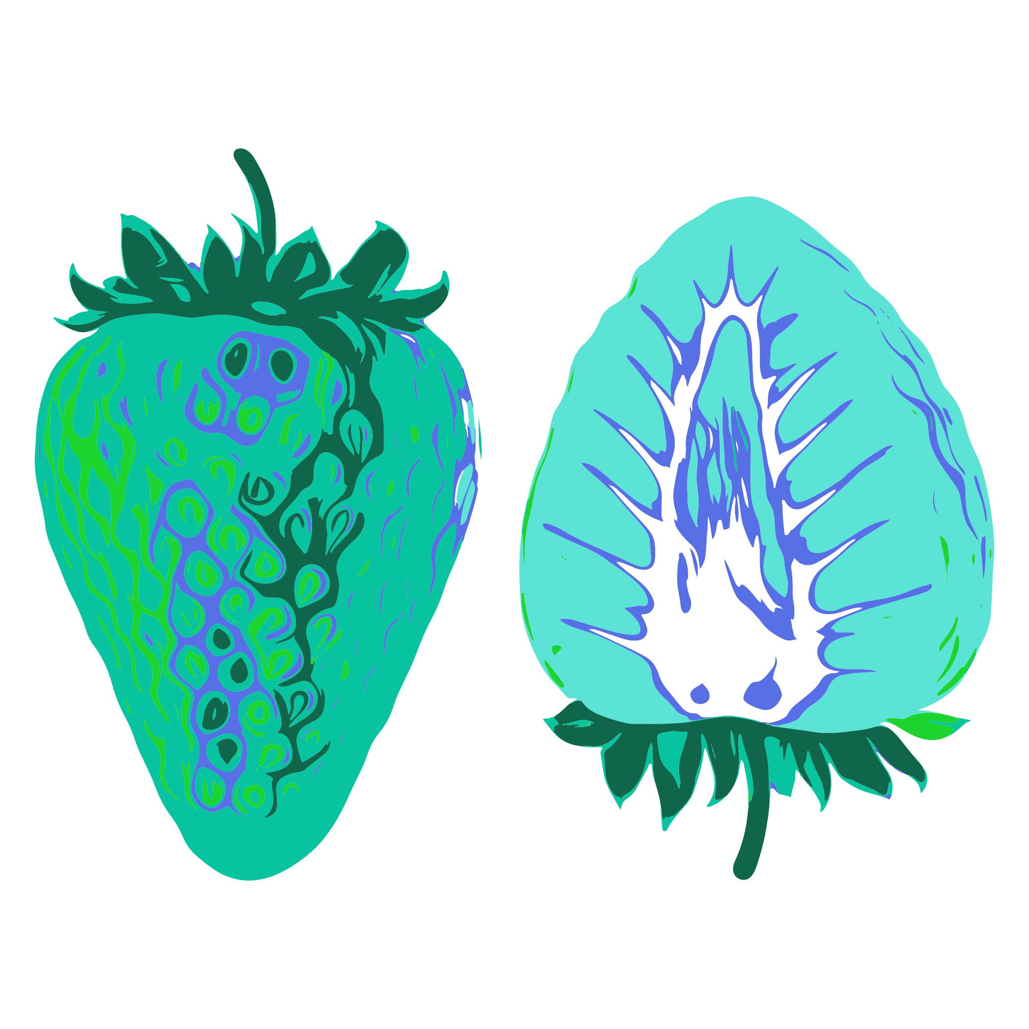 Strawberry SVG Vector Artwork, SVG Bundle of Six Strawberries Artwork