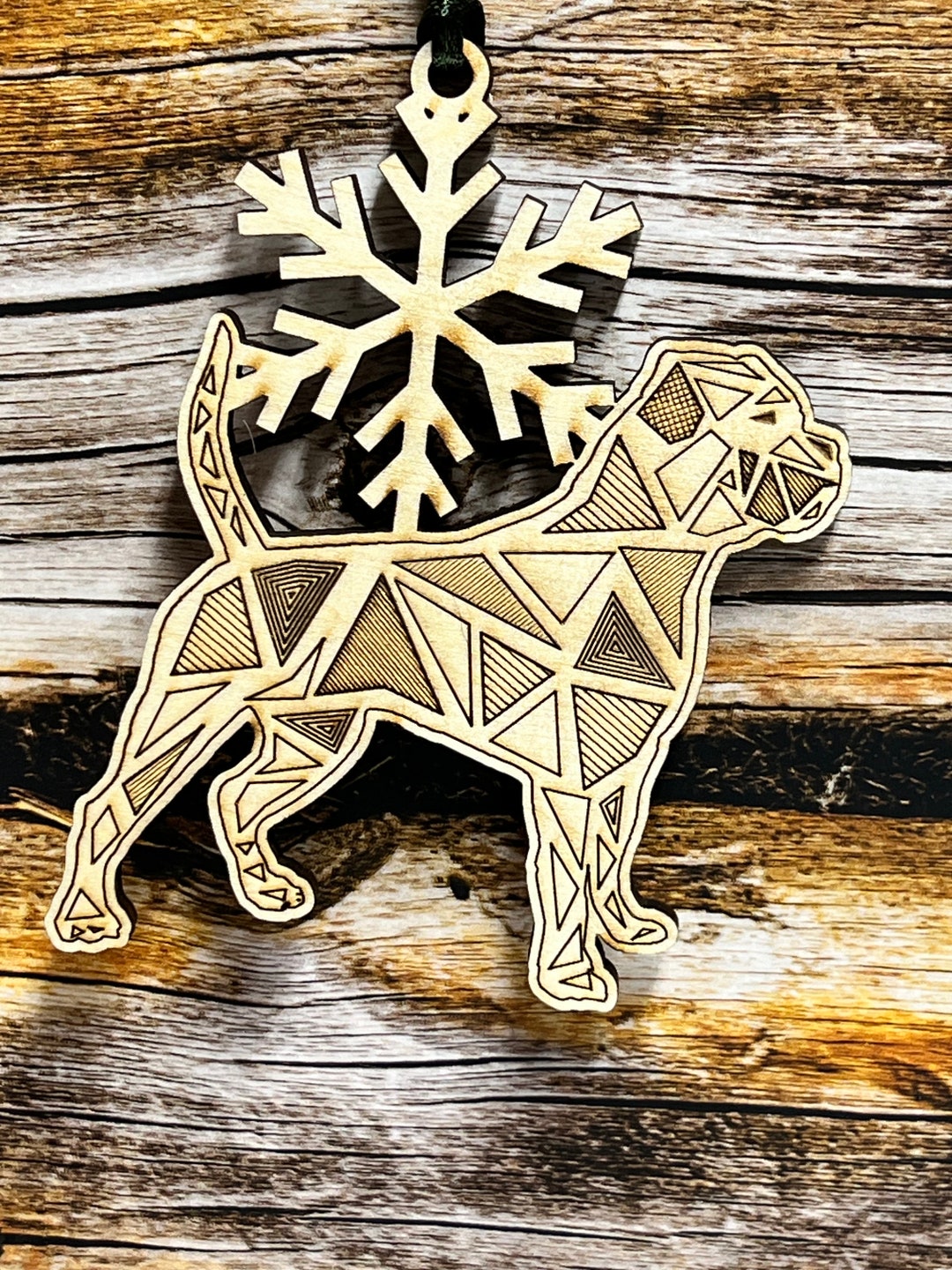 Mutt Dog Geometric Wood Ornaments, Handmade Christmas Ornaments, Custom