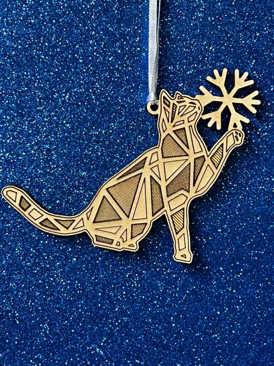 Geo Cat Snowflake Ornament S - Etsy