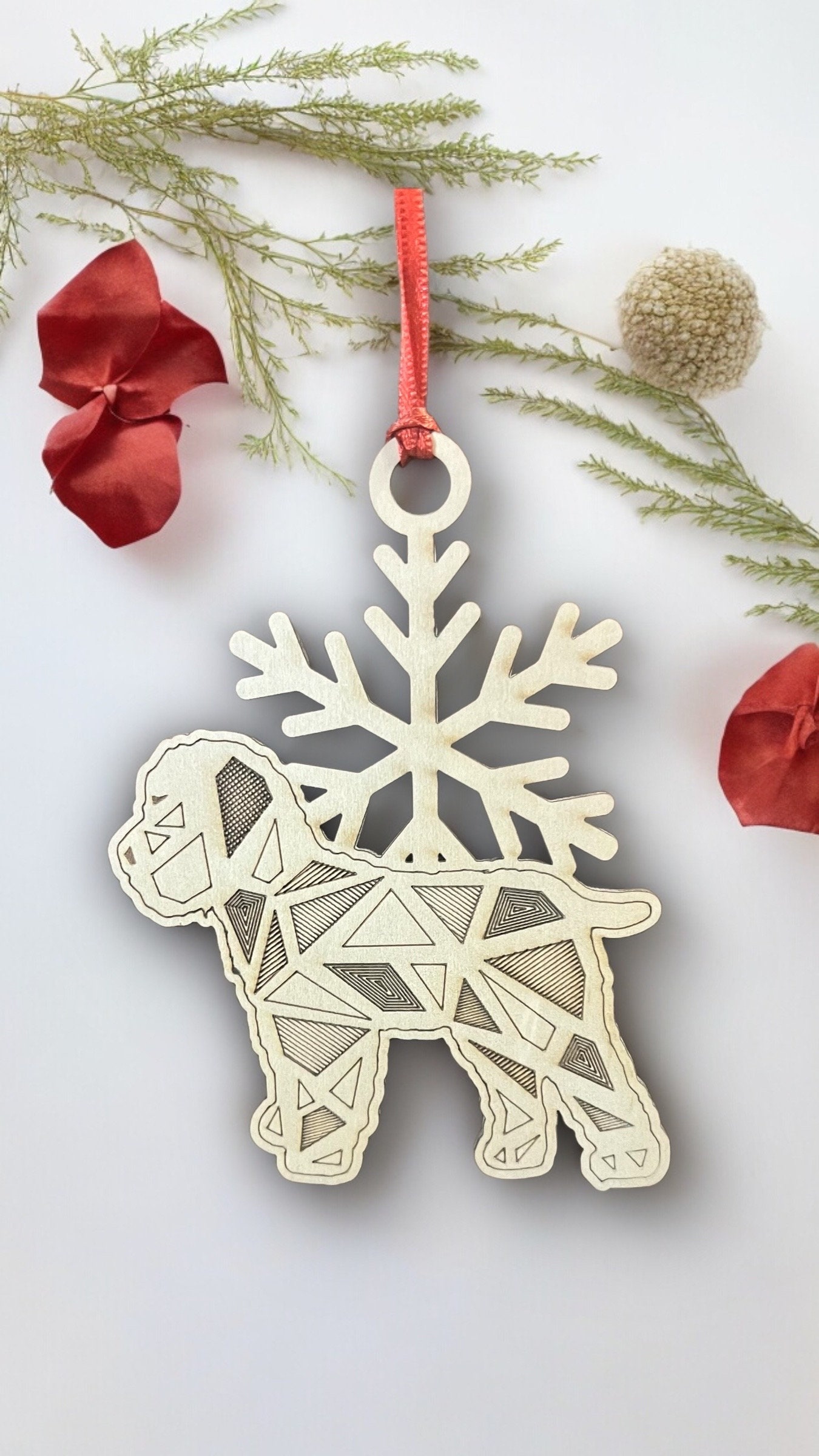 Laser-cut Wooden Cockapoo Ornament: Snowflake Holiday Decor - Etsy