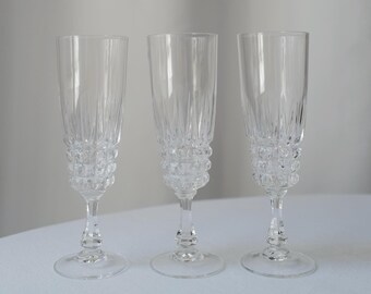 3 vintage crystal champagne flute glasses. Mother&#39;s Day gift @ Medowski Paris