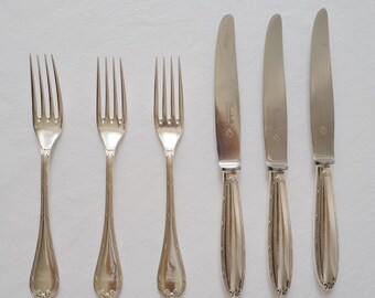 Vintage Christofle Inox Flatware Set: Bow Ornament, 3 Persons. Mother's Day Gift @ Medowski Paris