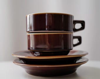 Set of 4 French vintage coffee cups, bistrot style. Mother's Day Gift @ Medowski Paris