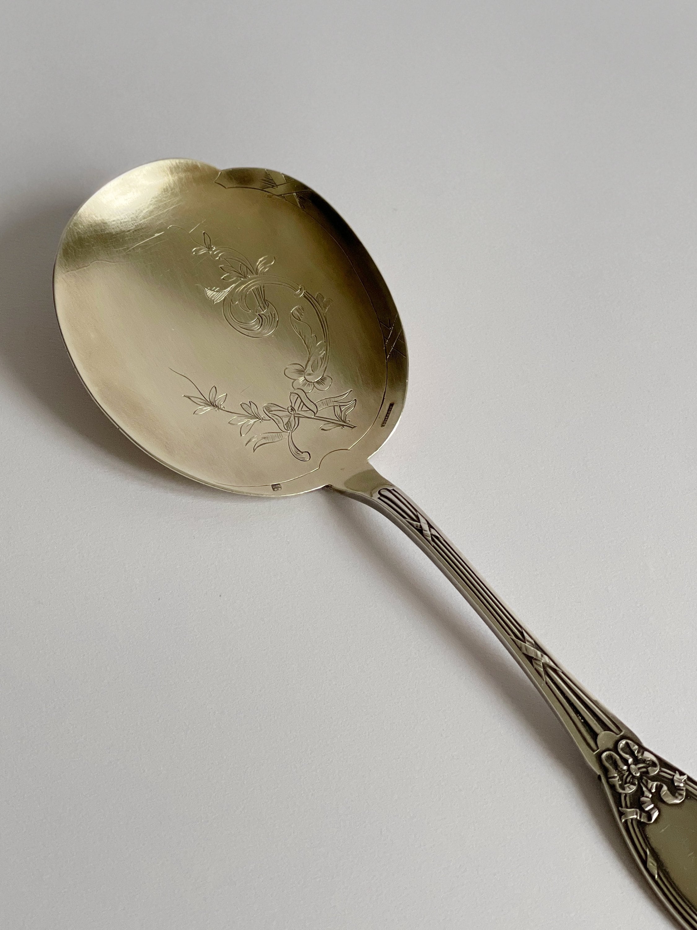 Cuillère de Service Plaquée Argent Vintage, 19Ème Siècle. Cadeau Saint-Valentin Pour Elle