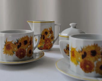 French Vintage Van Gogh Sunflowers Tea Set for Two Mother's Day Gift @ Medowski Paris