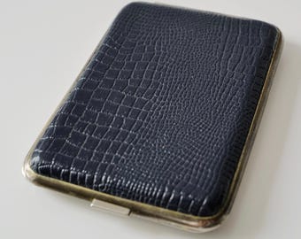 Vintage Cigarette Case with Leather Inlays. Mother's Day Gift @ Medowski Paris