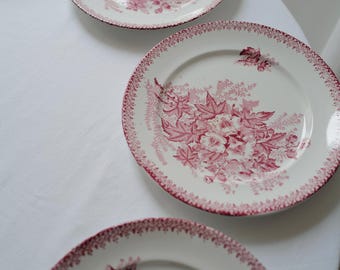 Vintage Terre De Fer Plates (Set of 4): French Ironstone China Floral Plates. Mother's Day Gift @ Medowski Paris