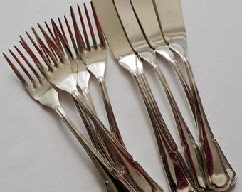 Vintage French Silver Plated Fish Forks & Knives Set for 5 Mother's Day Gift @ Medowski Paris