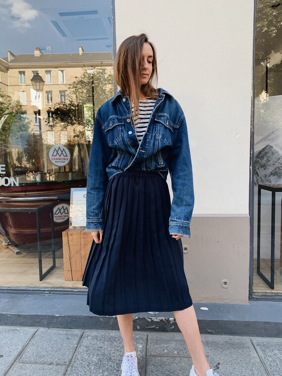 【Anyone more】Ritte Black Blue Midi Pleat Skirt Pleated Midi Skirt by Polo Ralph Lauren | Rent the Runway