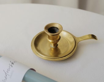 French Vintage Brass Candleholder with Handle: Includes 3 Pastel Candles. Mother's Day Gift @ Medowski Paris