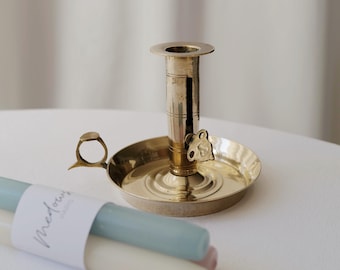 Vintage Brass Chamberstick Candle Holder with Handle – Made in France Mother's Day Gift @ Medowski Paris