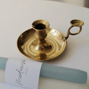 Vintage Brass Chamberstick Candle Holder with Handle - Medowski Paris