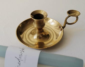 Vintage Brass Chamberstick Candle Holder with Handle. Mother's Day Gift @ Medowski Paris