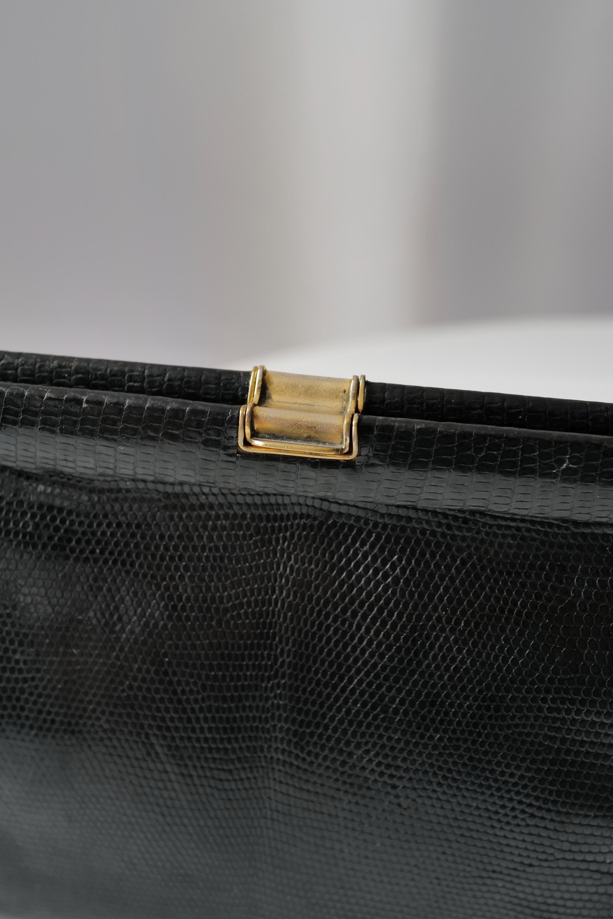 Vintage Embossed Leather Shoulder Bag. Exotic Skin Pattern 