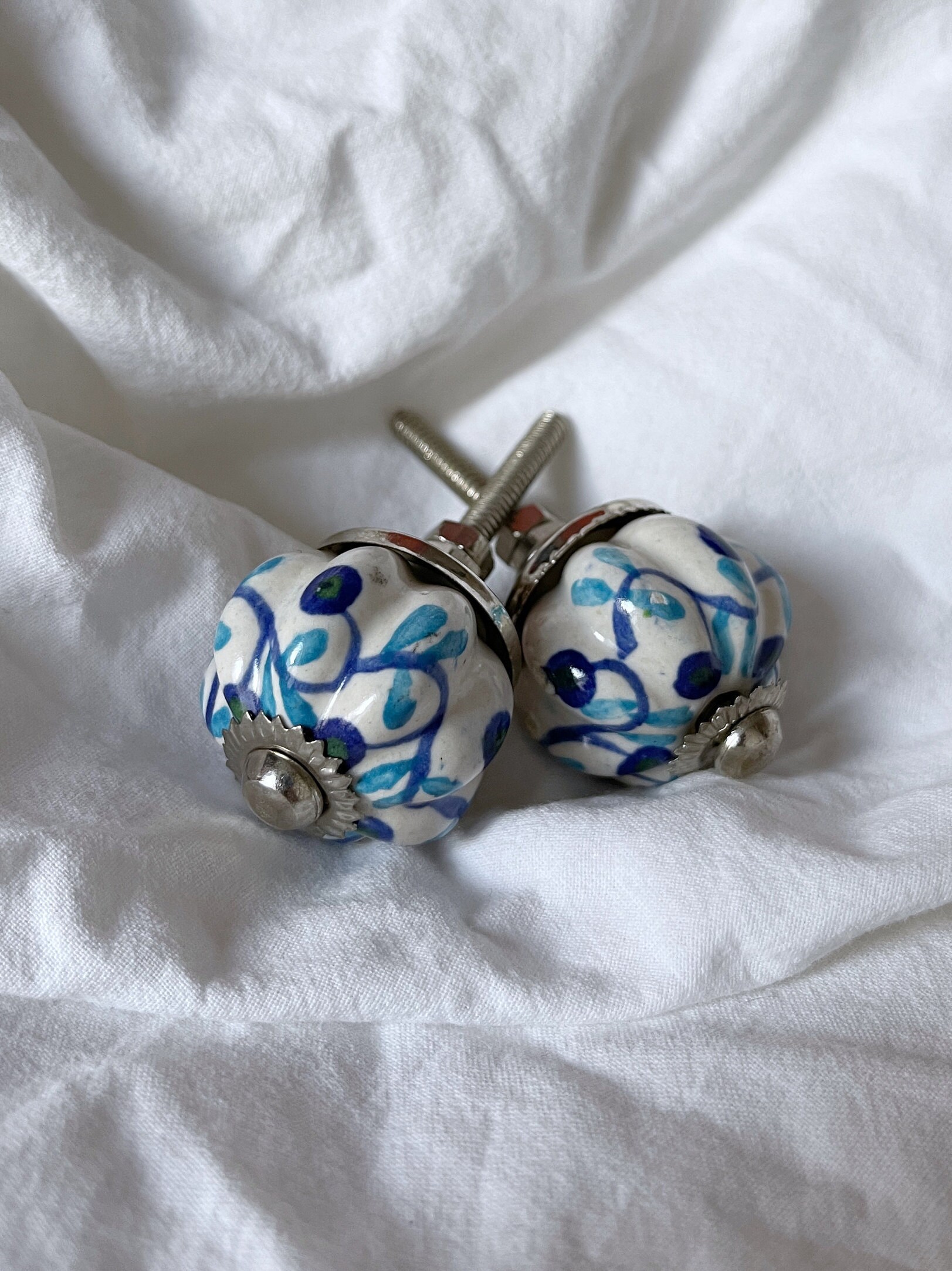 Poignées de Porte Tiroir en Céramique Vintage Français. Cadeau Saint-Valentin Pour Elle