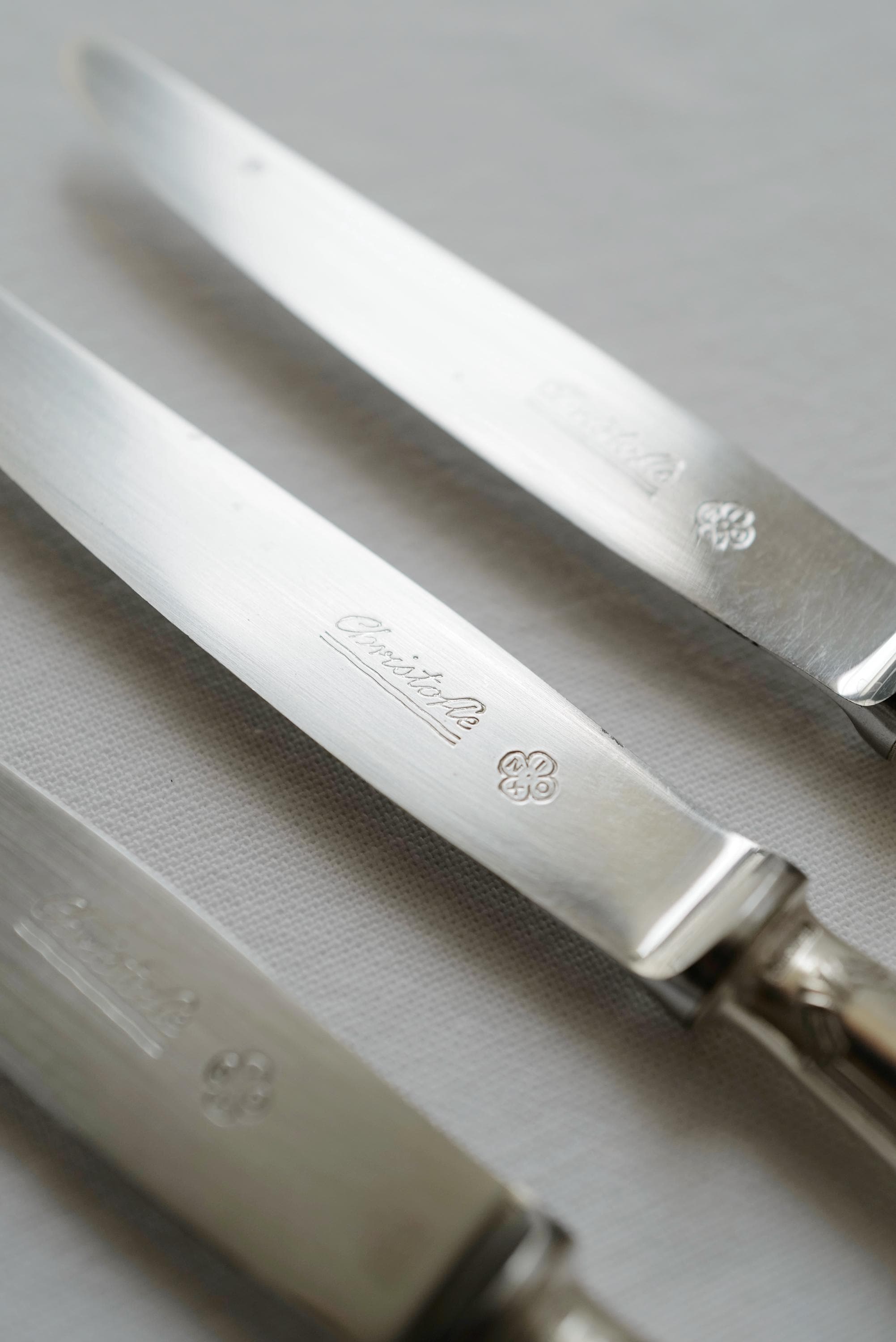 Vintage Christofle Inox Flatware Set for 3 Persons. Knives