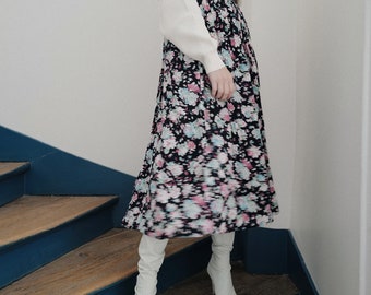 Falda con estampado floral vintage. Falda midi fluida. Regalo para el Día de la Madre en Medowski París.