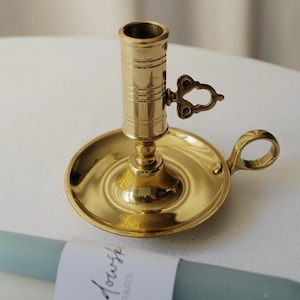 Vintage Brass Chamberstick Candle Holder with Handle - Made in France