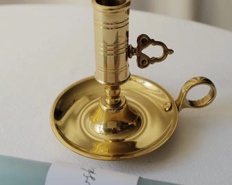 Vintage Brass Chamberstick Candle Holder – French Made, Includes Candles Mother's Day Gift @ Medowski Paris