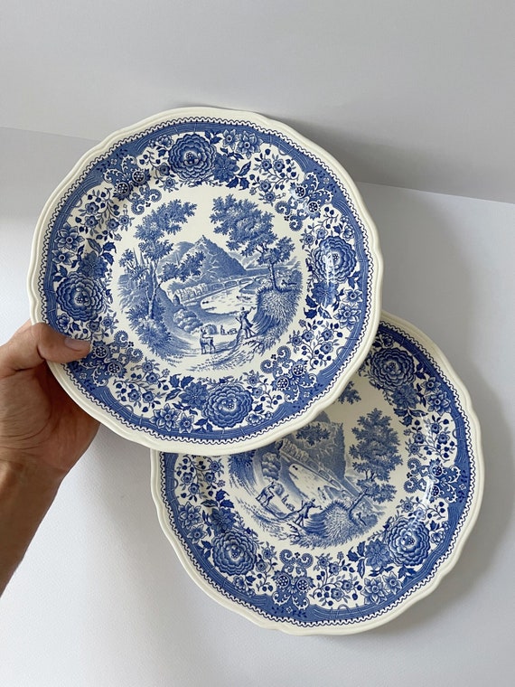 ga sightseeing Won gewoontjes Set of 2 Vintage Villeroy & Boch Blue Burgenland Dinner - Etsy