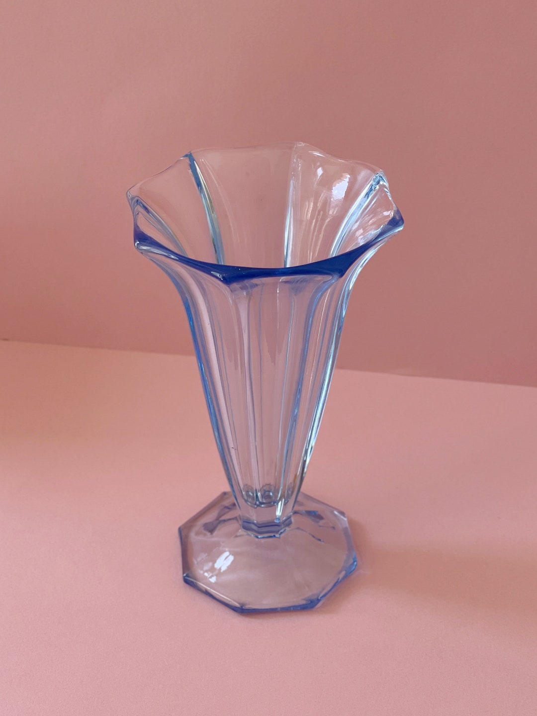 Vintage Blue Vase. French Vintage Blue Glass Flower Vase Medowski Paris Etsy