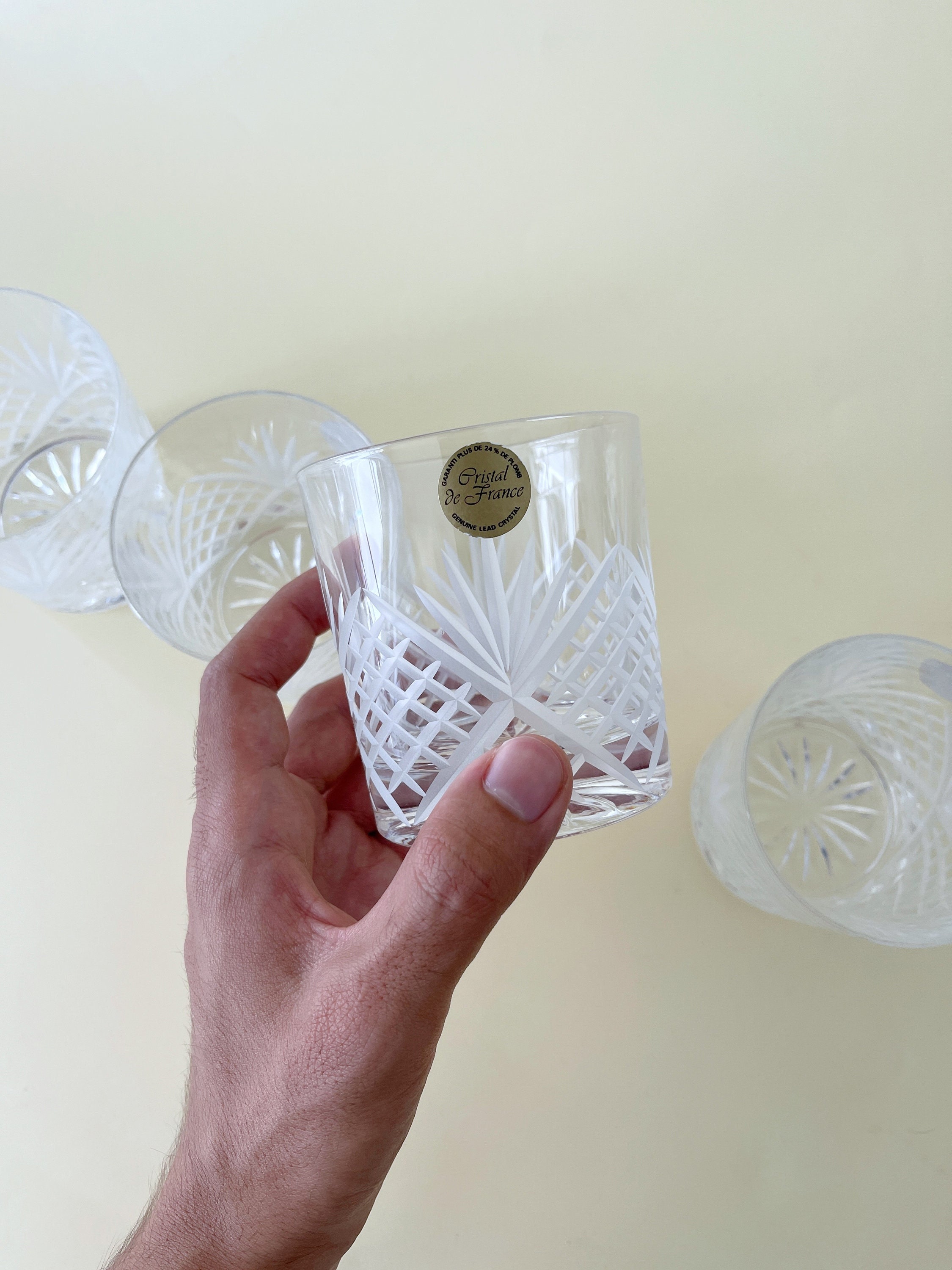 Verres à Whisky Vintage, Ensemble de 4. Français Verre Cristal @ Medowski Paris