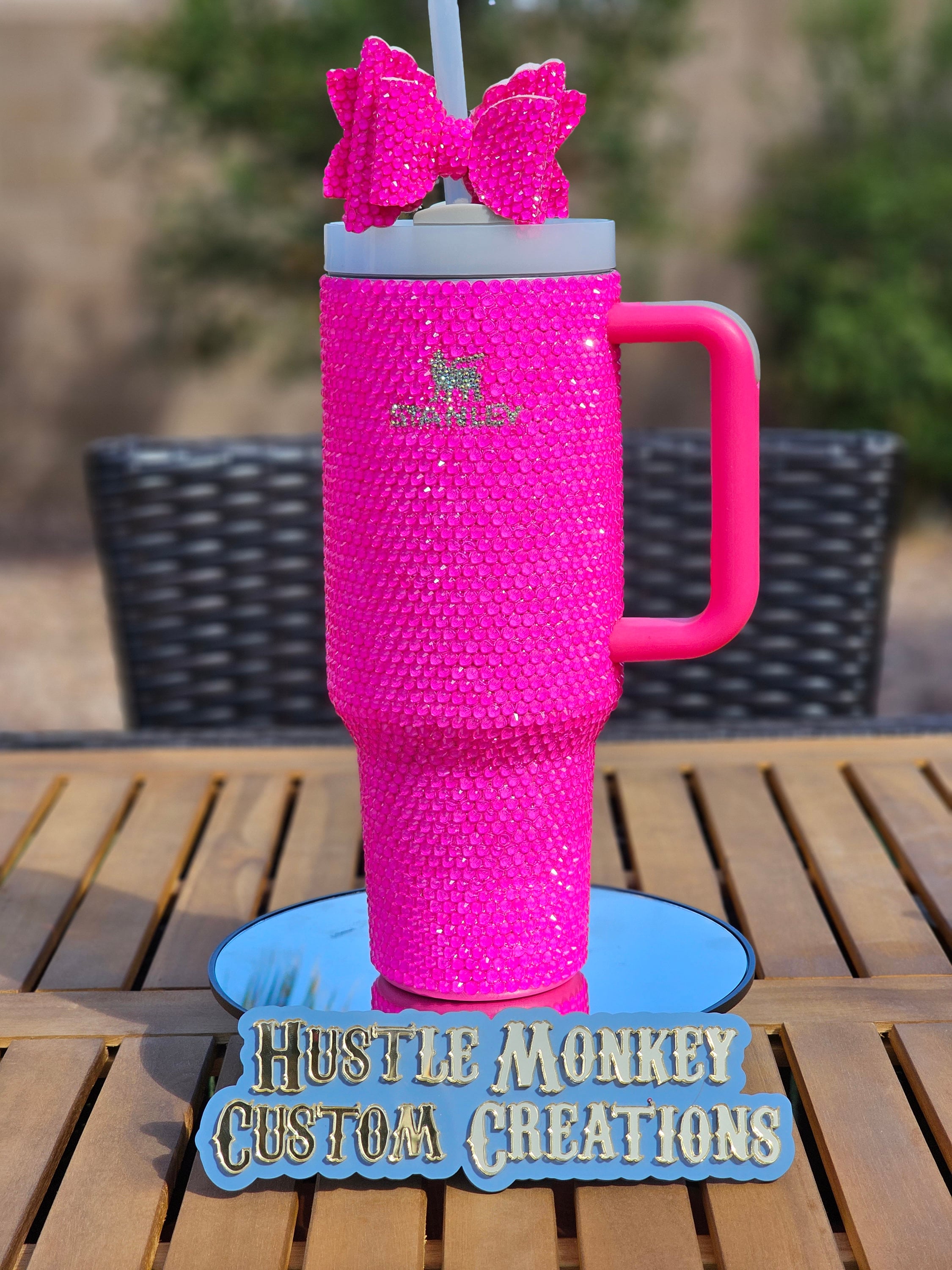 Pink custom bling Stanley tumbler *40 oz* WITH BOW