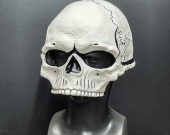Scary White Skull Mask Adult Half Face Halloween Masquerade Cosplay Day of the Dead Skeleton Head Skull Costume for Men Women