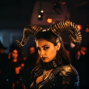 Steampunk Demon Twisted Black Ram Horns Halloween Costume Horns Party Goth Costume Cosplay Headband Fairy Horn | Halloween Party Devil Horns