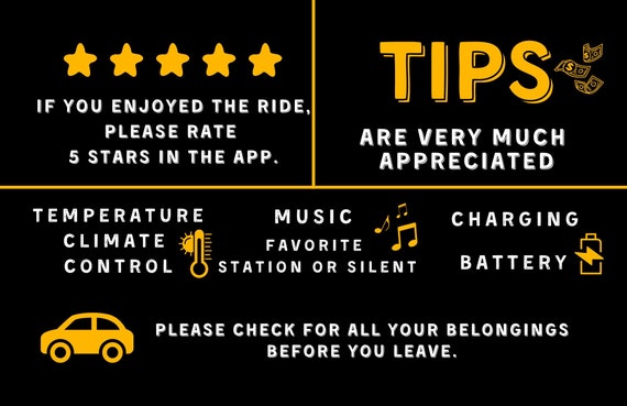 thumbnail image 2 of Rideshare Car Sign 2-Pack - Double-Sided PVC Sign For Uber & Lyft Drivers To Boost Ratings & Tips, Reminds Passengers Of Rules 2 of 13