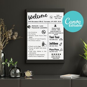 Welcome Sign for Airbnb, Editable Template, Guest Check-in Guide, Things to Know Memo, Guest Arrival Poster, Vacation Rental Poster