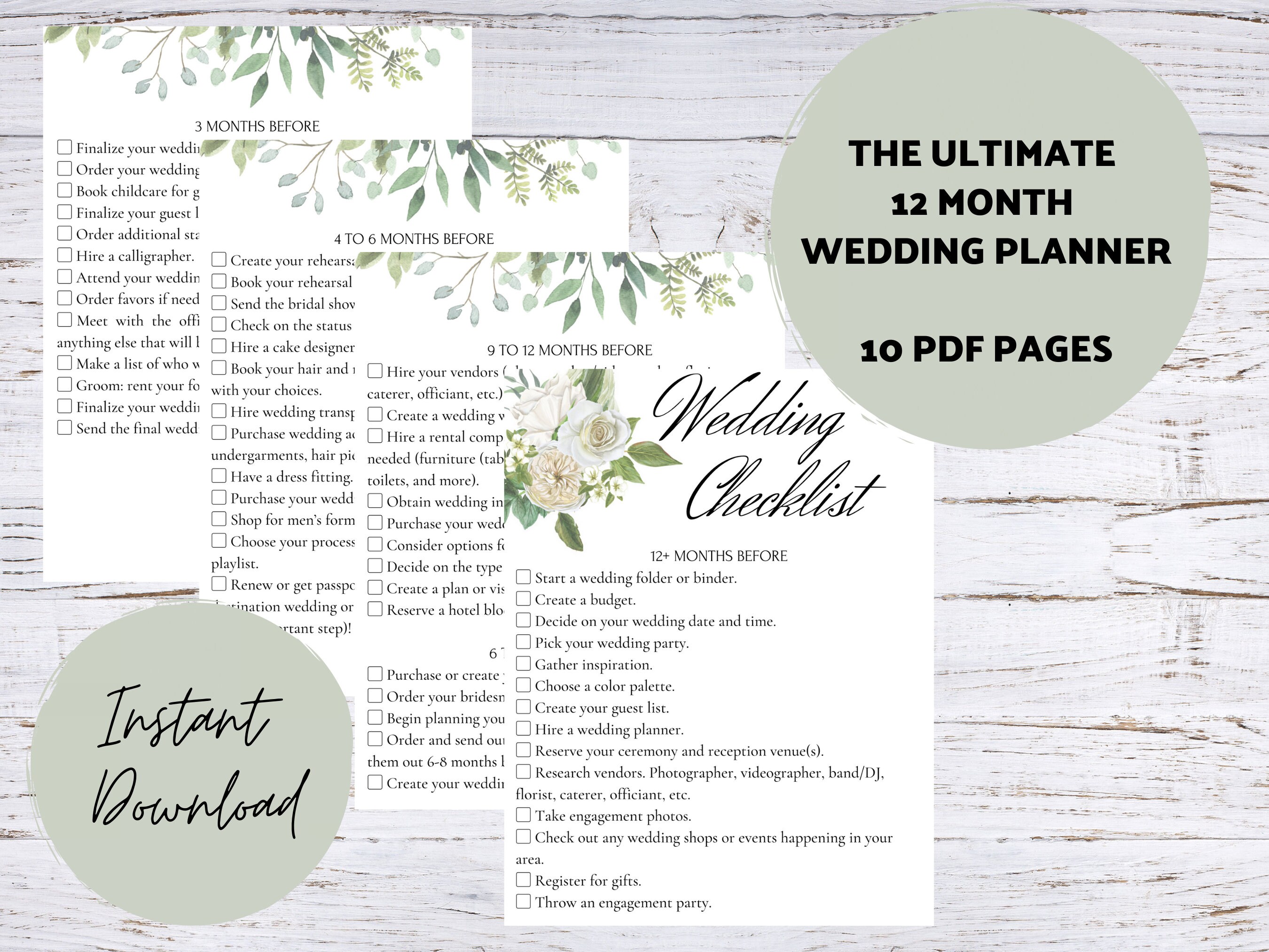 Ultimate 12 Month Wedding Planning Checklist PDF Digital Etsy