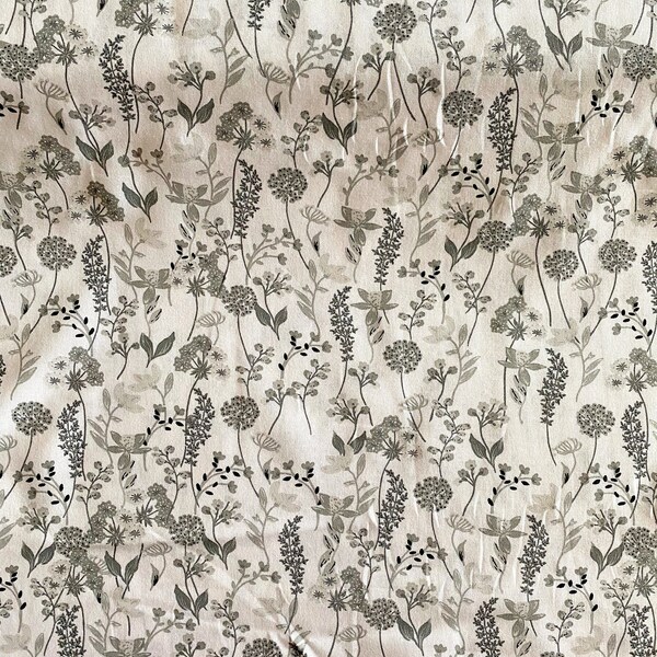 Gray Floral Fabric - Etsy