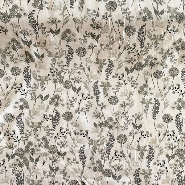 Gray Floral Fabric Etsy