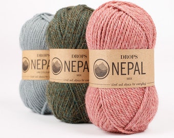 DROPS Nepal - Wool yarn - Knitting yarn - Aran weight yarn - Worsted yarn - Soft yarn - Warm yarn - Winter knitting - Knitting yarn wool