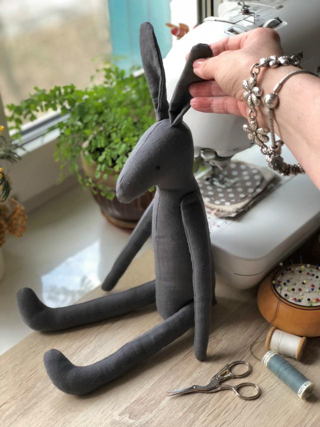 Bunny Sewing Pattern PDF With Overalls, Plush Rabbit Toy Pattern ...