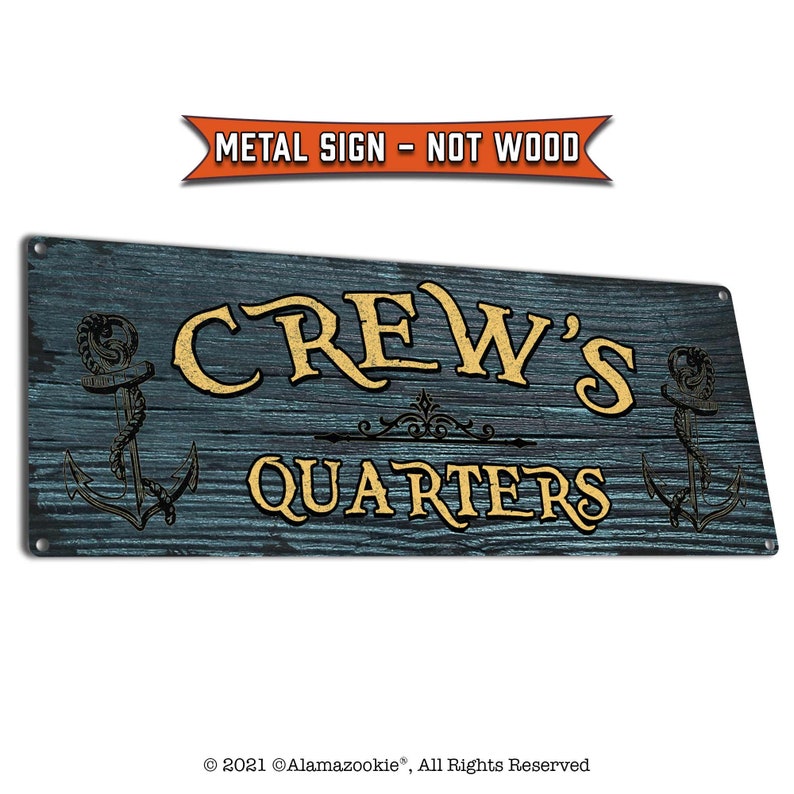 Quarter Sign Lettering Crew's Quarters | Metal Sign | Nautical Decor for Home, Beach House ...