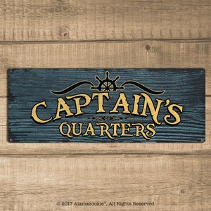 Captain's Quarters Metal Sign Nautical Decor for Home, Beach House, Office Gifts for Boaters, Sailors, Fishermen, Crabbers, Captains image 2