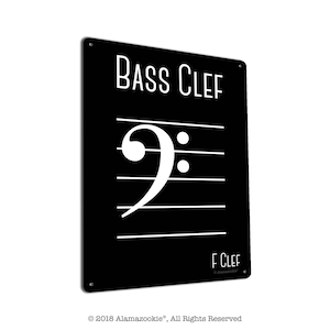 Bass Clef | Metal Sign | Music Themed Wall Decor for Music Room, Studio | Gifts for Musicians, Producers, Songwriters, Teachers & Singers