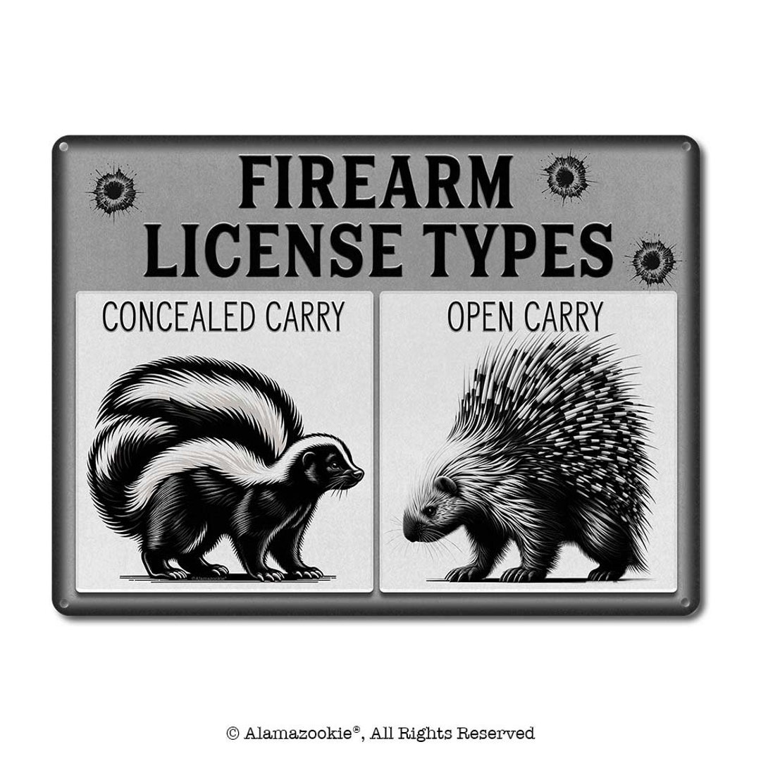 Firearm License Types Funny 2nd Amendment Metal Sign Armory, Gun Room