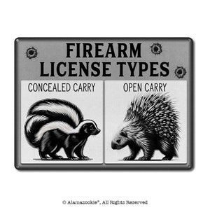 Firearm License Types | Funny 2nd Amendment Metal Sign | Armory, Gun Room Wall Decor, Accessories & Gifts for Gun Lovers, Gunsmith, Gun Shop